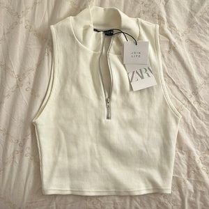 white half zip tank